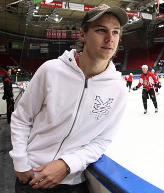 Ottawa Senators practice at Scandinavium Arena in Gothenburg, Sweden.