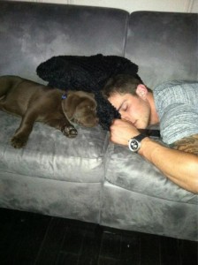 seguin and puppy